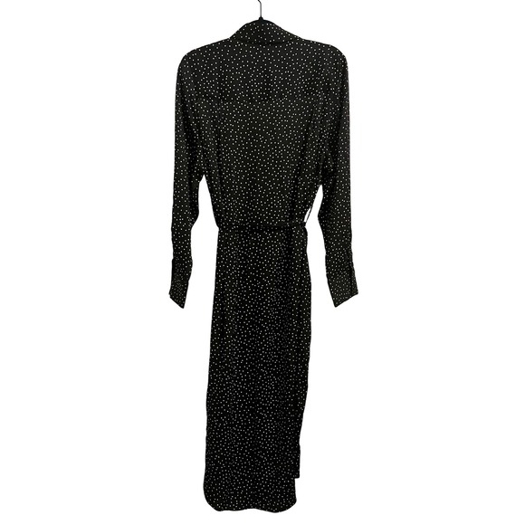 NWT Quince Silk Maxi Shirt Dress Black White Polka Dot Belted Size L - Picture 6 of 10